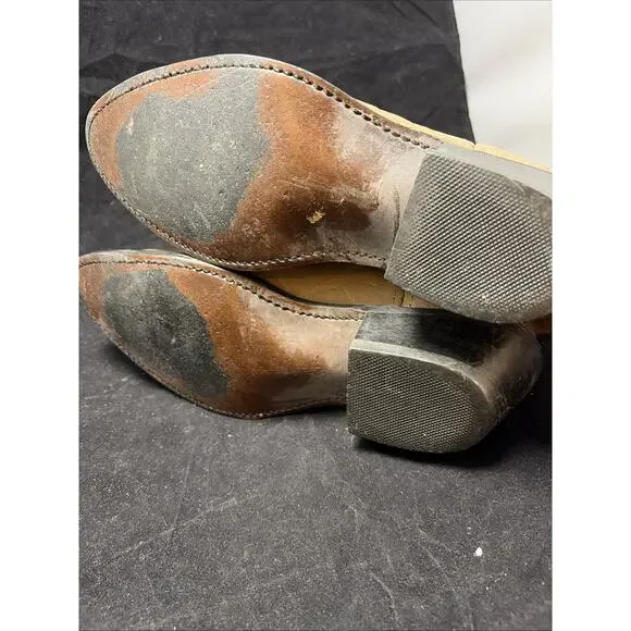 Vintage Boots Mens 9 D Western Cowboy Tan Faux Leather Pull On Mid-Calf Block - Picture 6 of 8